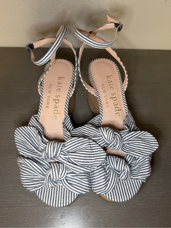 kate spade Shoes - Kate Spade Julep Canvas & Cork Platform Wedge Sandals Heels Blue Women’s 7.5 B